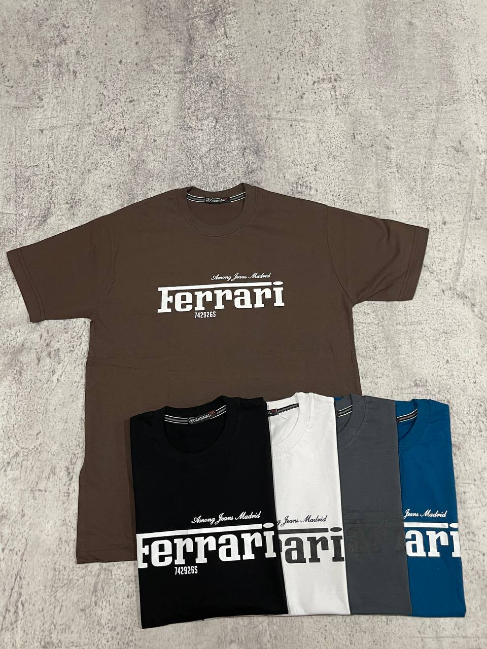 تی شرت یقه گرد مردانه نخ پنبه طرح Ferrari